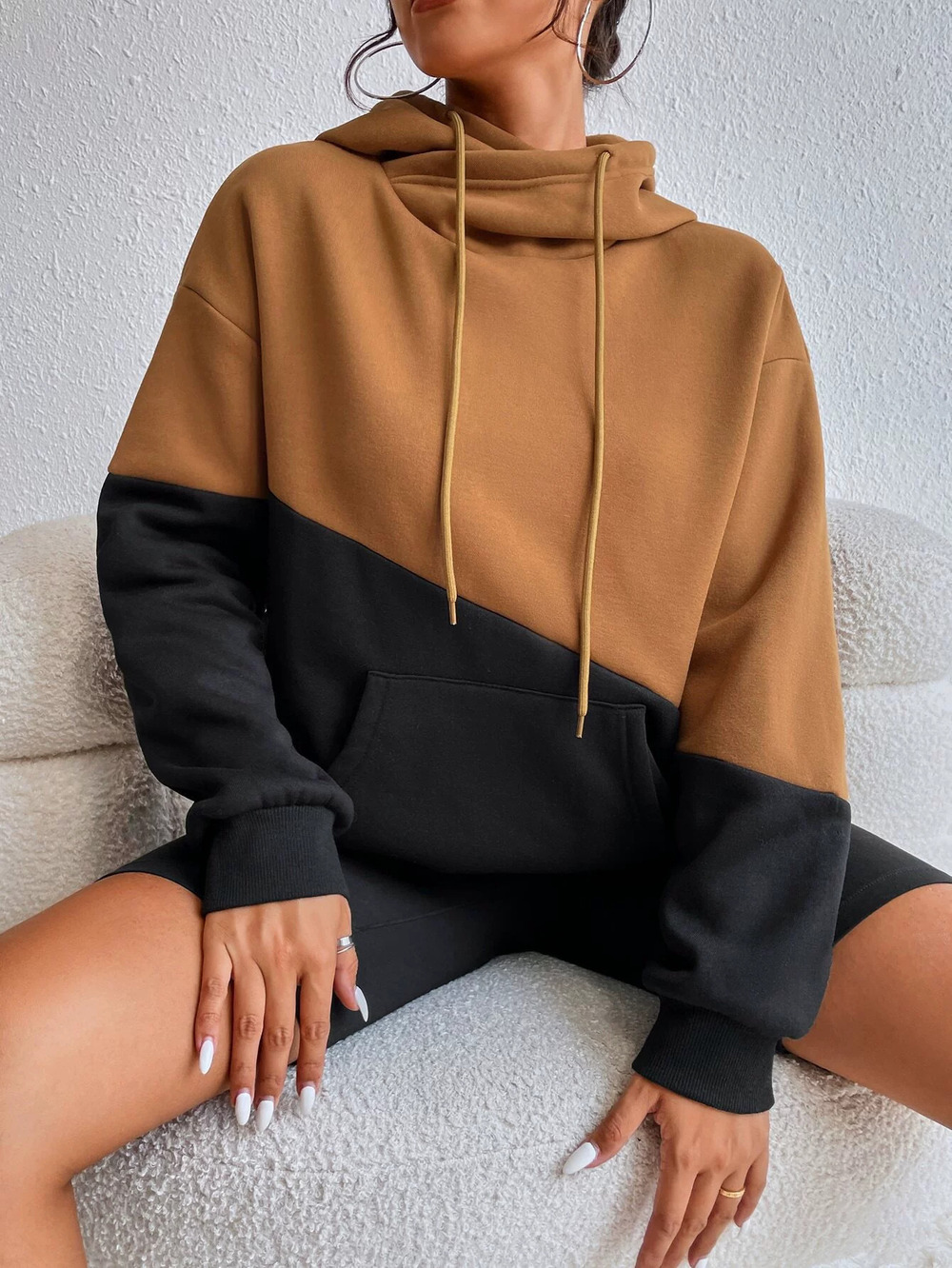 ZARA Spring Summer Oversized Fleece Lined Color Block Hoodie